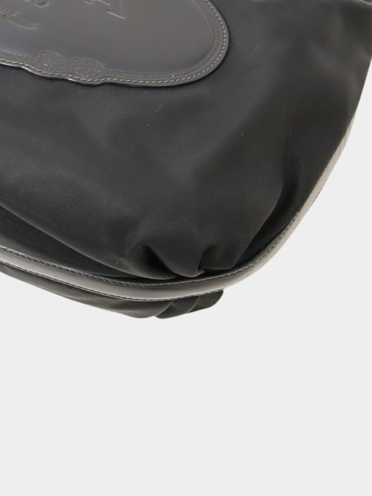 Prada 2000s Black Nylon Leather Logo-Embossed One-Shoulder Bag