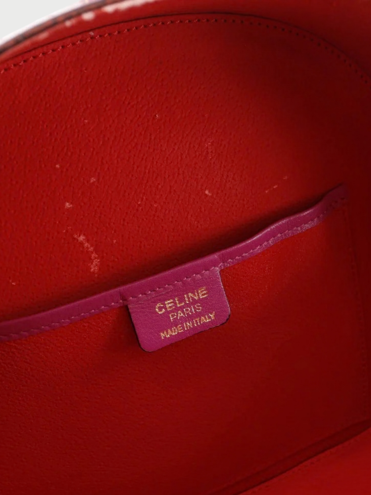 Celine 2000s Raspberry Pink Embossed Leather Handbag