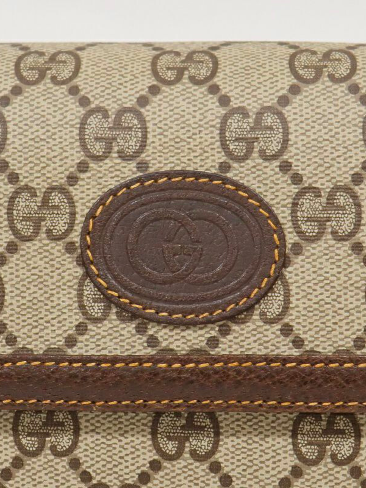 Gucci 2000s Beige Brown GG Supreme PVC Interlocking Shoulder Bag
