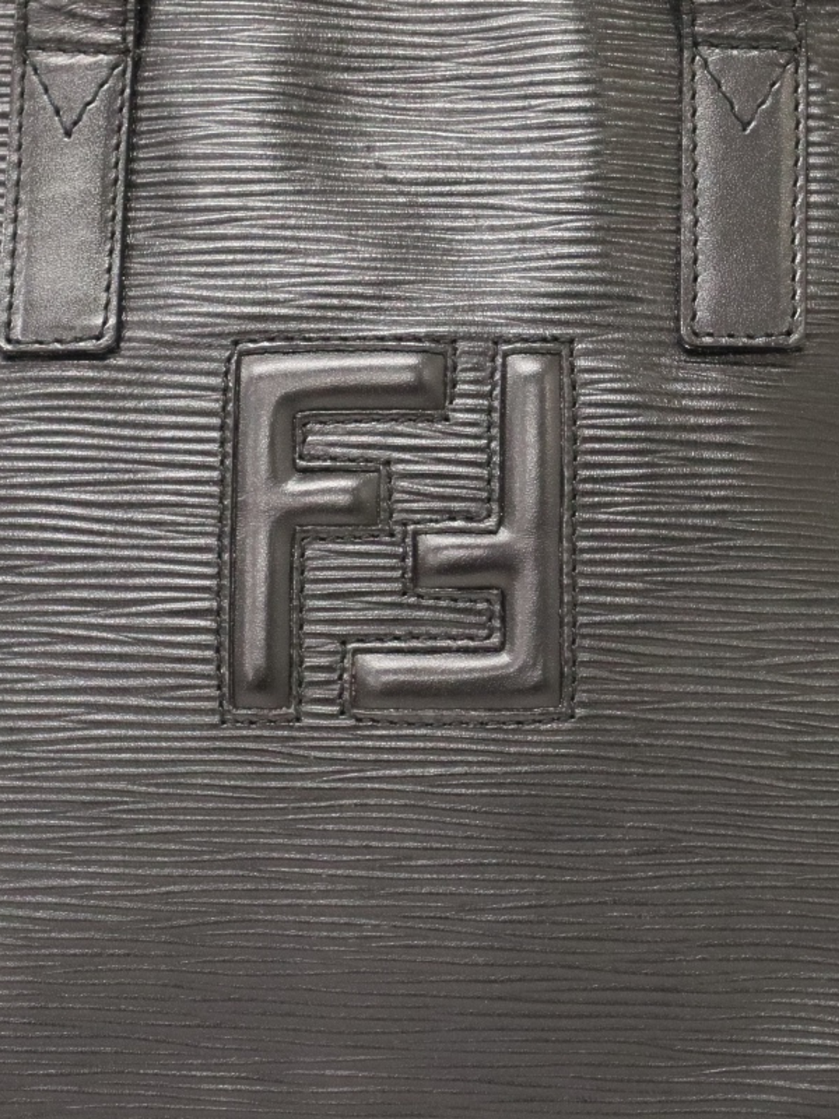 Fendi 2000s Black Leather FF Logo Handbag