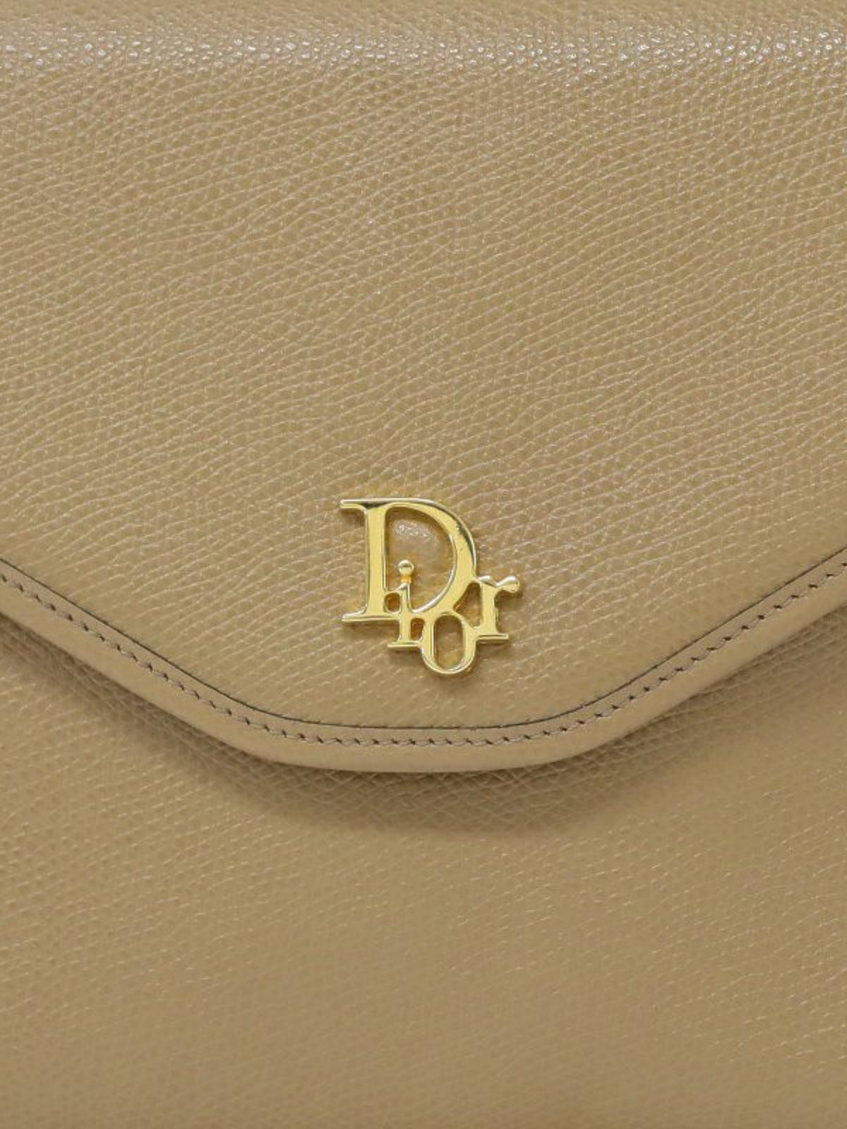 Christian Dior 2000s Beige Logo Hardware Leather Chain Shoulder Bag