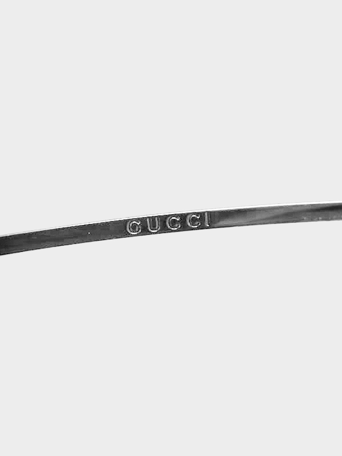 Gucci 1990s Blue and Silver Rimless Sunglasses