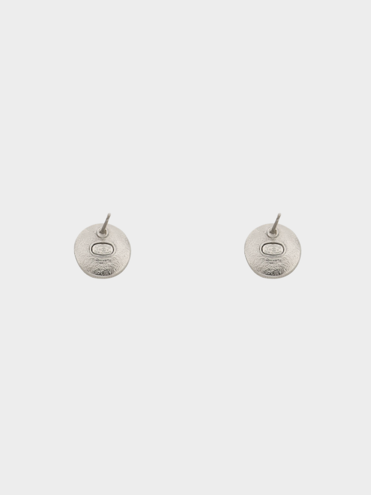 Chanel 2000s Silver CC Round Rhinestone Clip-on Earrings