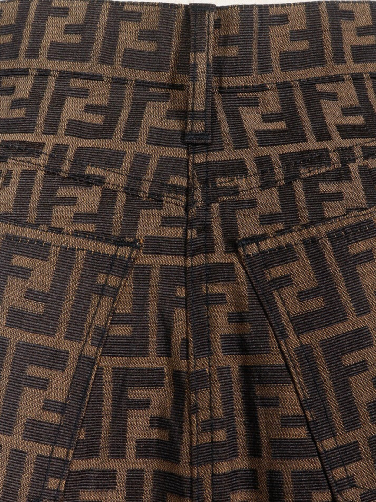 Fendi 1990s Brown Zucca Pattern Tight Skirt