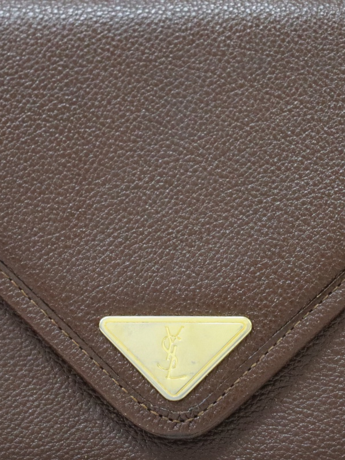 Yves Saint Laurent 2000s Brown Leather Logo Hardware Shoulder Bag