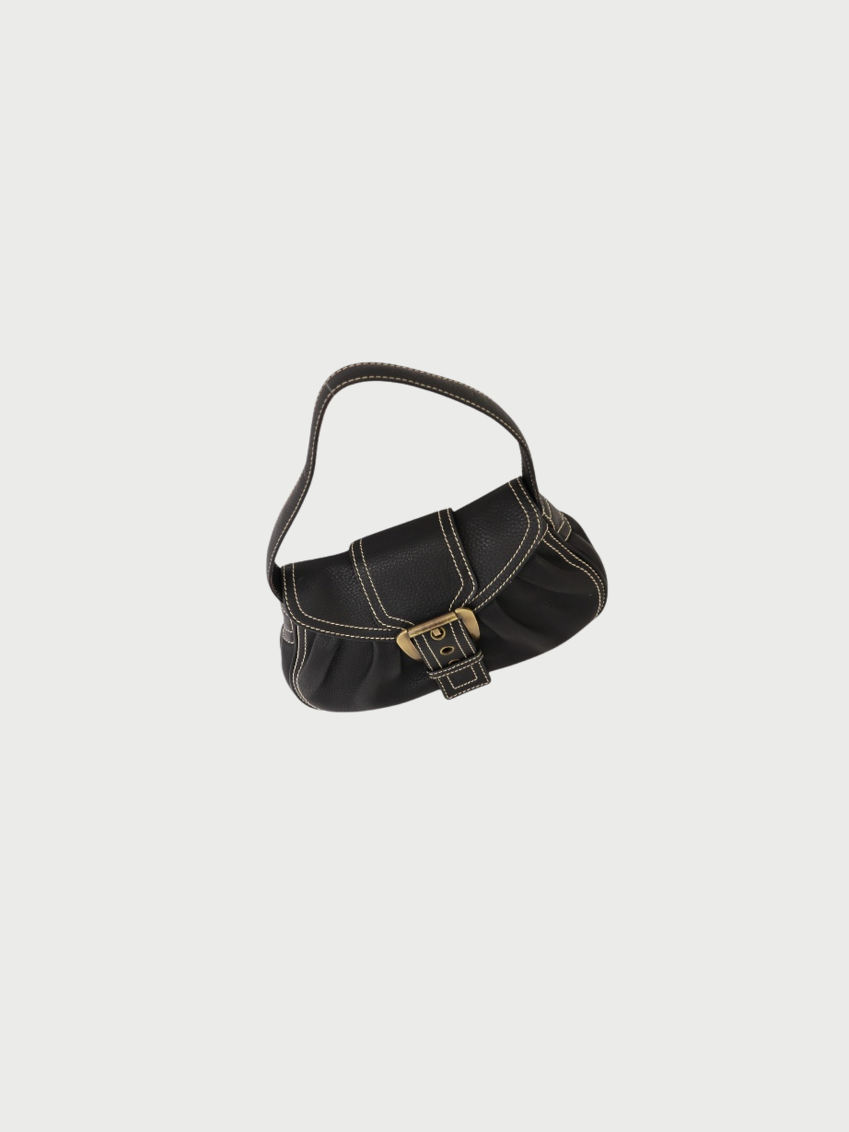 Celine 2000s Black Leather Logo Hardware One-Shoulder Bag