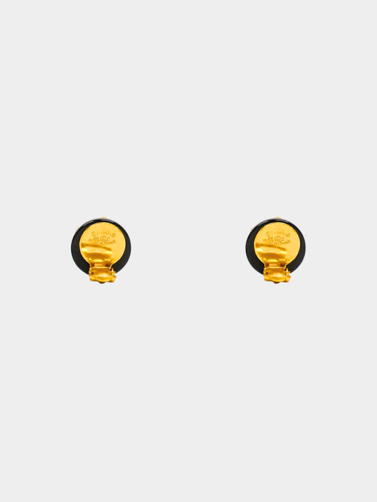 Chanel 2010s Black and Gold CC Round Clip-on Earrings
