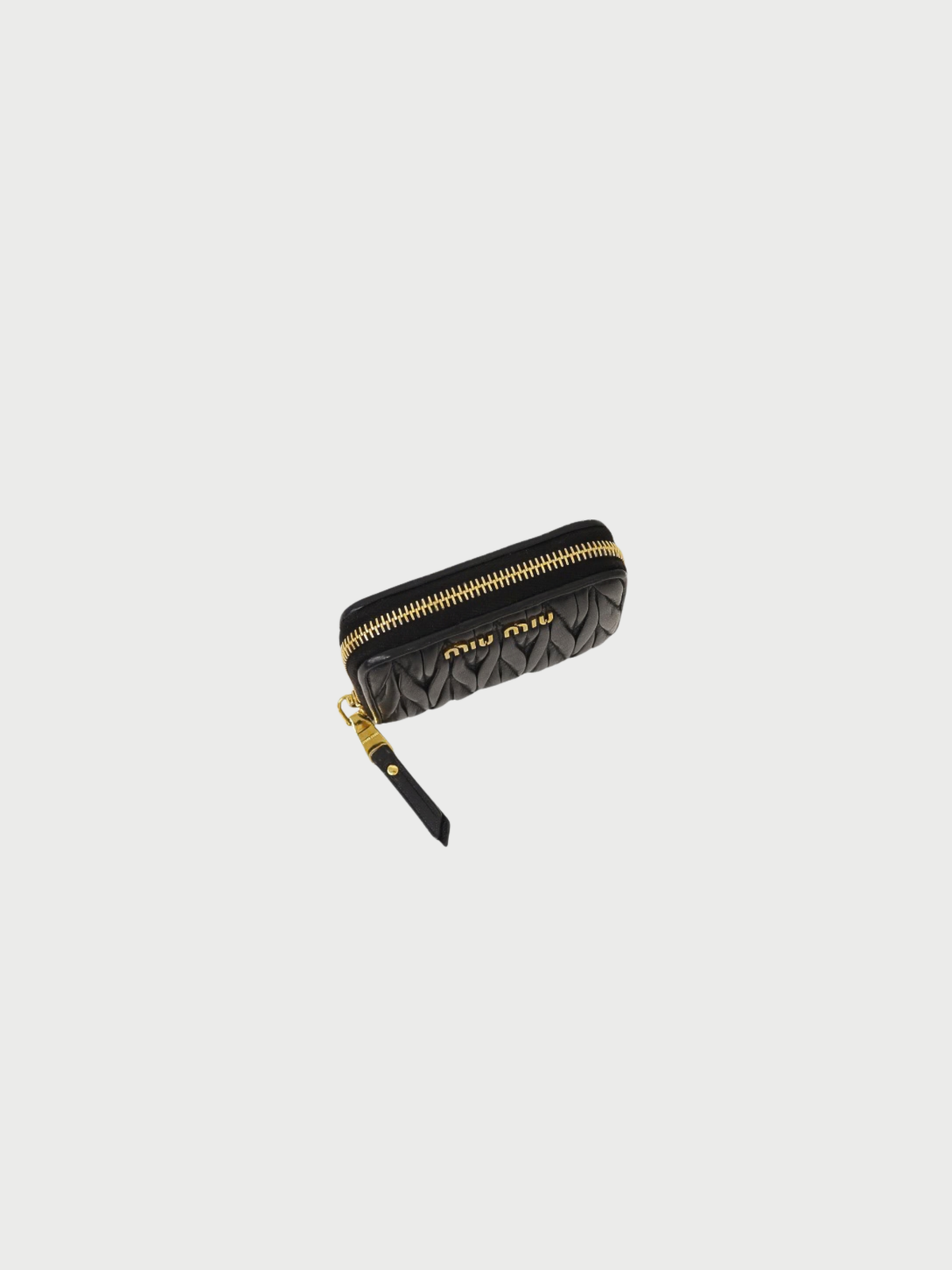 Miu Miu 2010s Black Leather Matelassé Coin Case