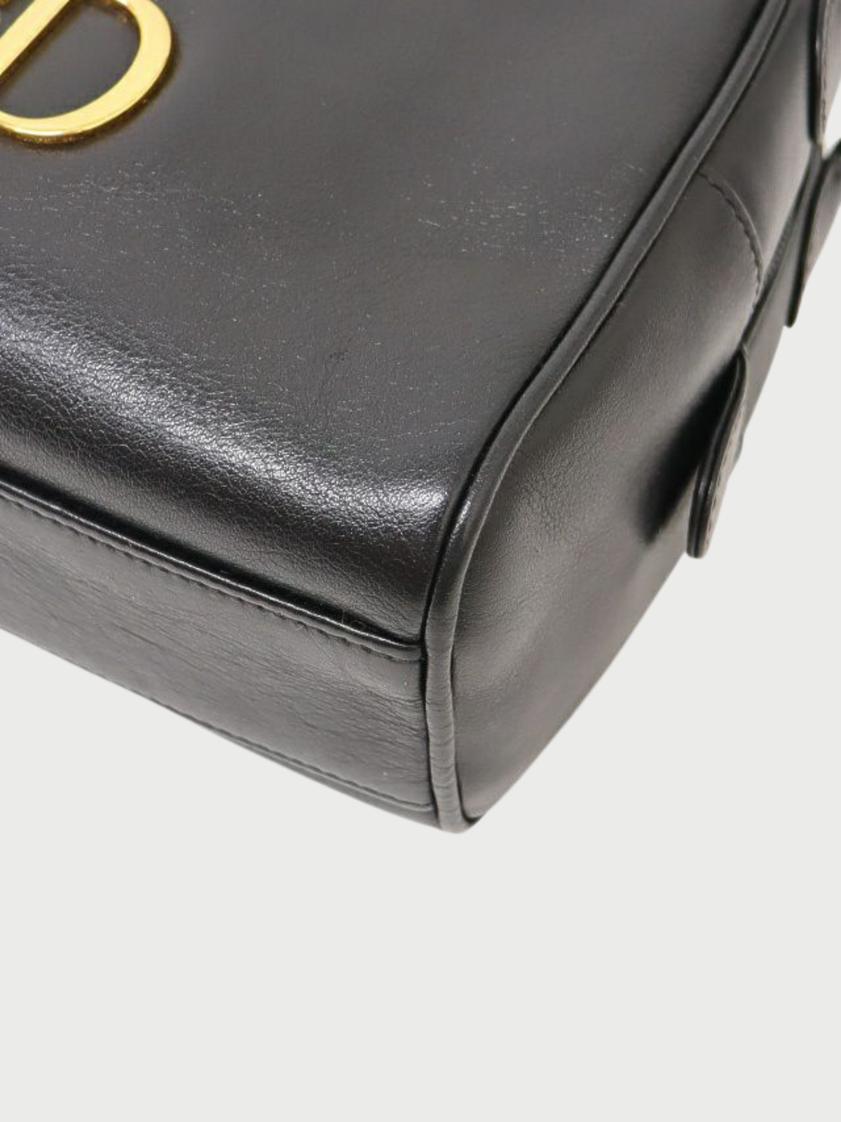Christian Dior 2000s Black Leather CD Logo Handbag