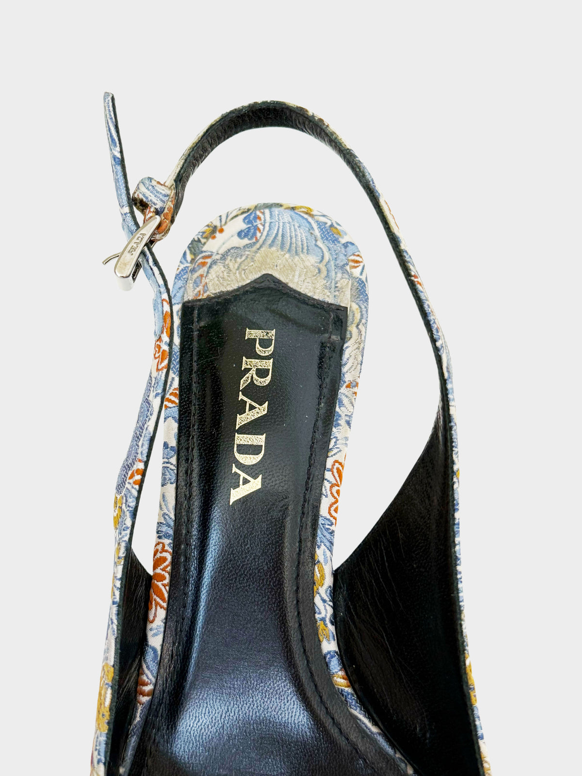 Prada SS 2015  Multicolor Floral Brocade Slingback Heels