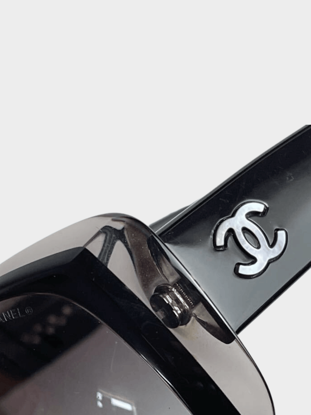 Chanel 2000s Black Frame Gradient Tint CC Logo Sunglasses
