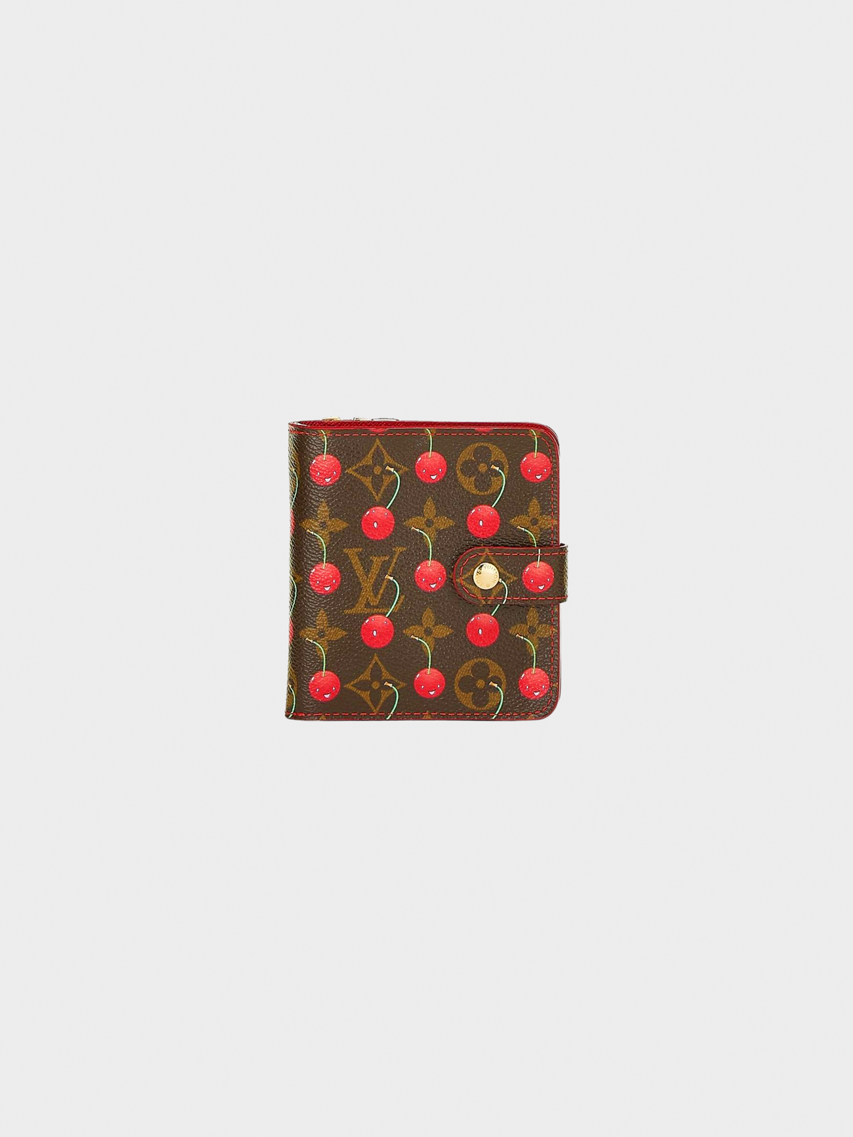 Louis Vuitton x Takashi Murakami 2005 Brown Cherry Print Monogram Bifold Wallet