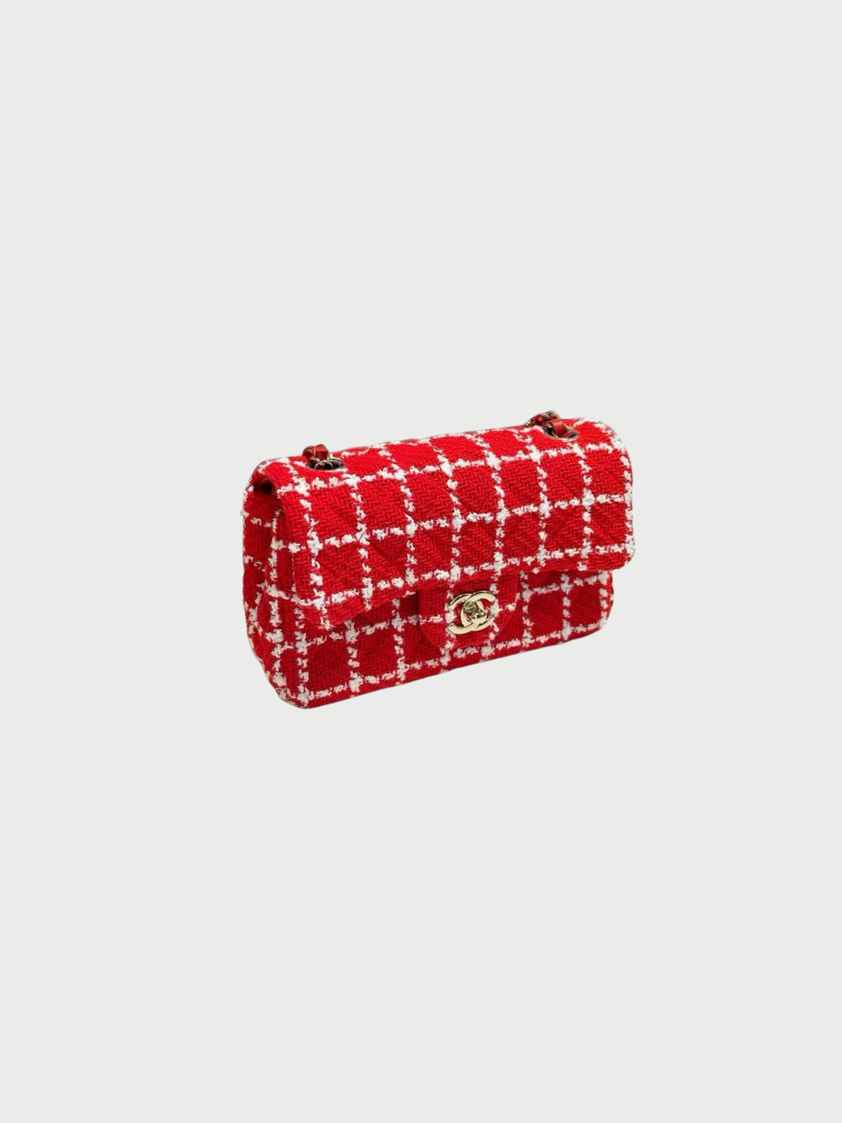 Chanel 2020s Red Tweed Mini Classic Flap Bag