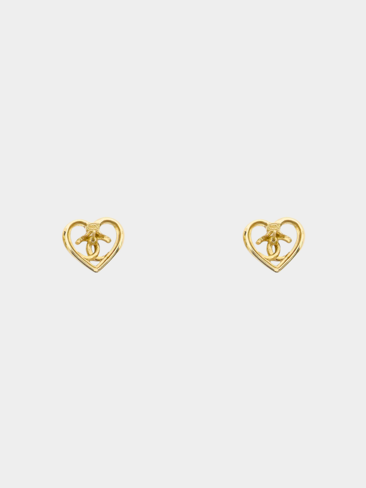 Chanel 2000s Gold Coco Heart Stud Earrings