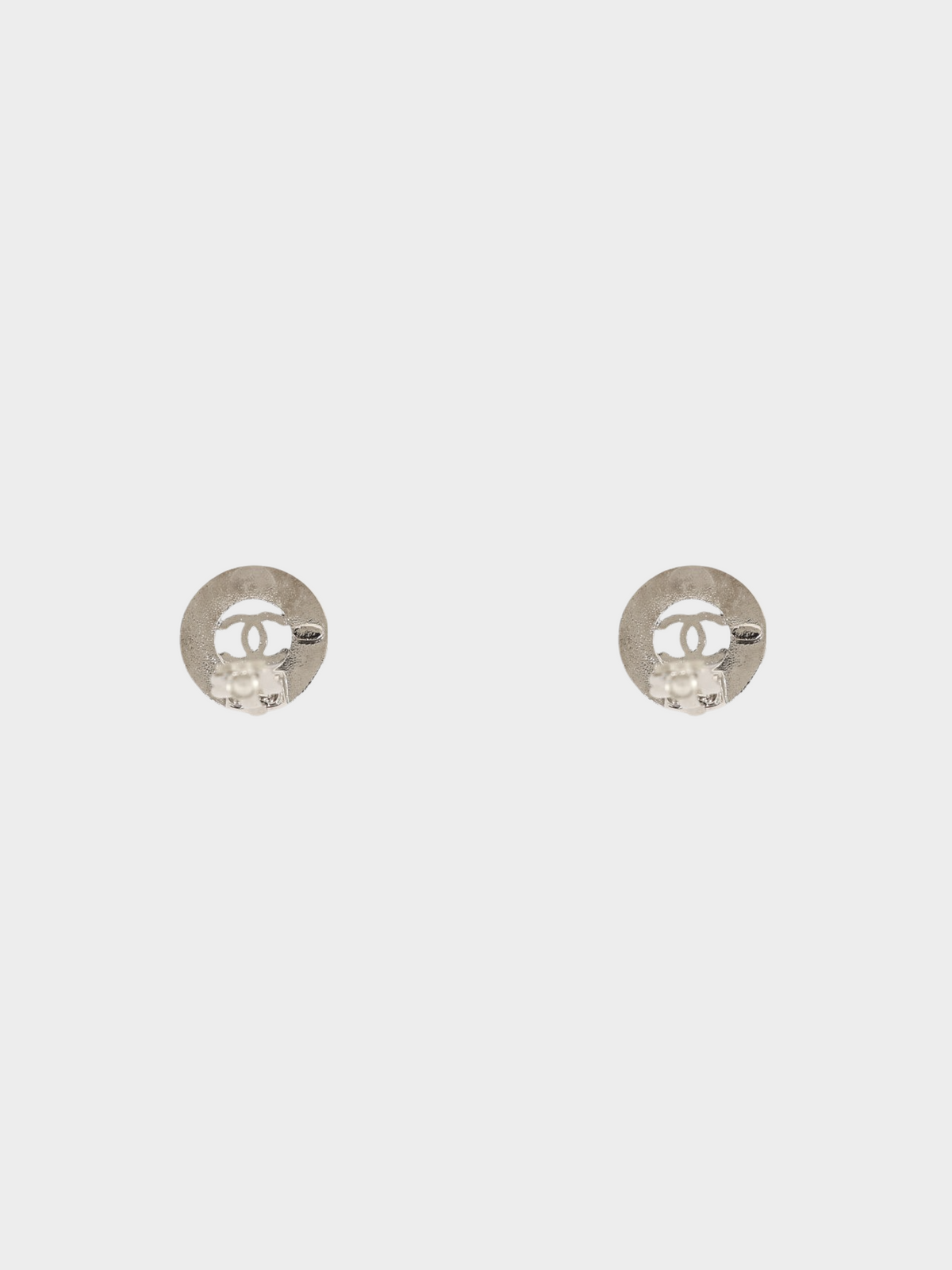 Chanel 2000s Silver CC Round Clip-on Earrings