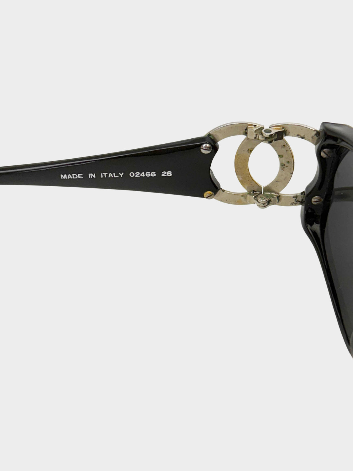 Chanel 1990s Black and Gold CC Sunglasses