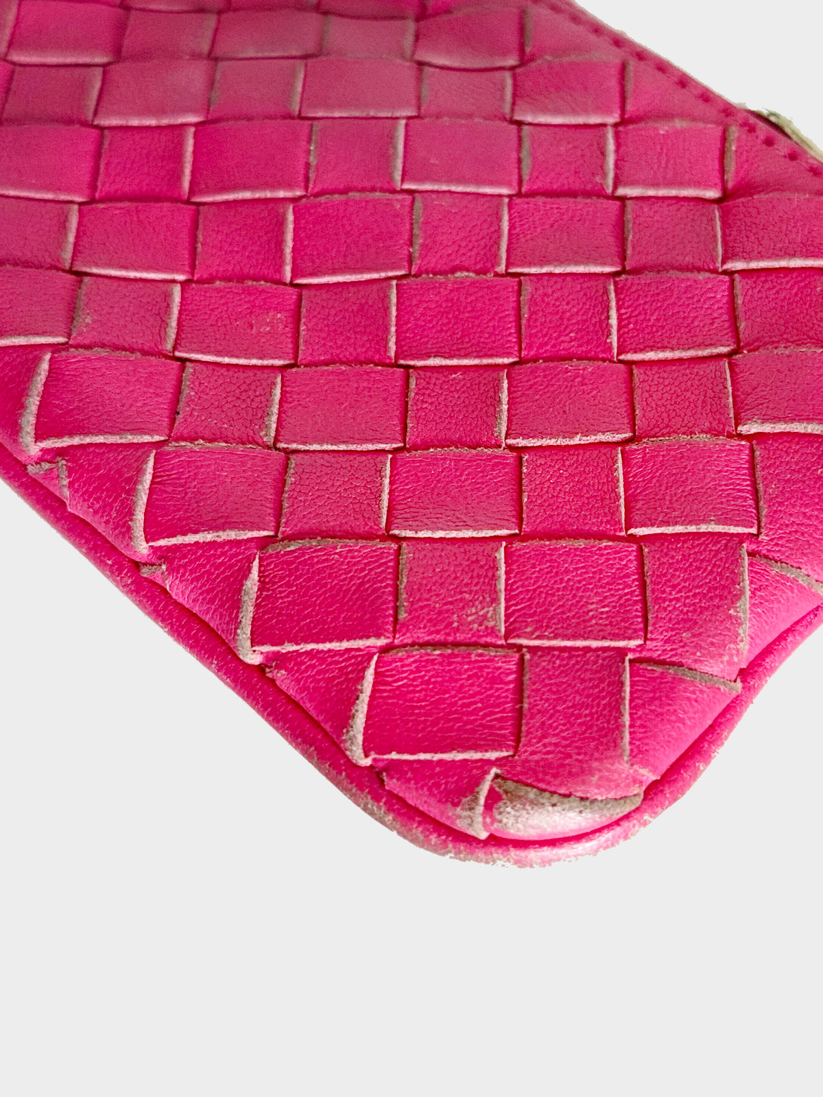 Bottega Veneta 2000s Pink Woven Leather Key Case