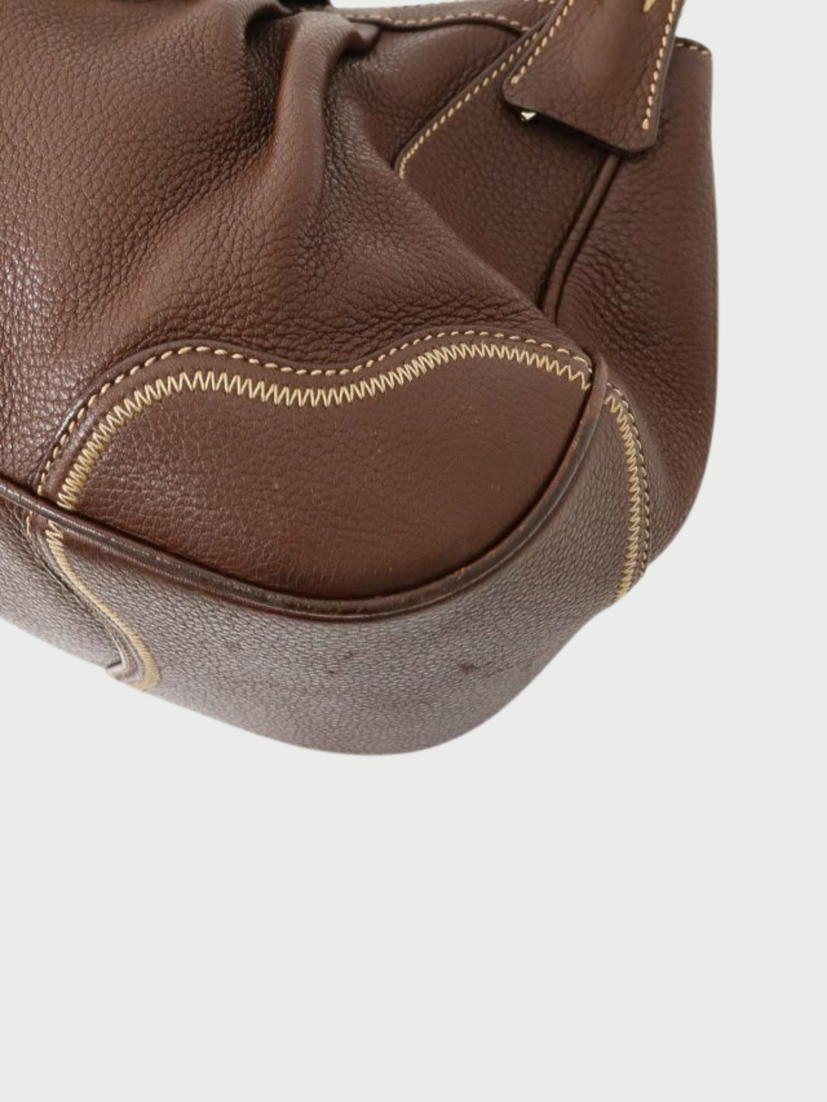 Prada 2000s Brown Leather Logo Hardware Handbag