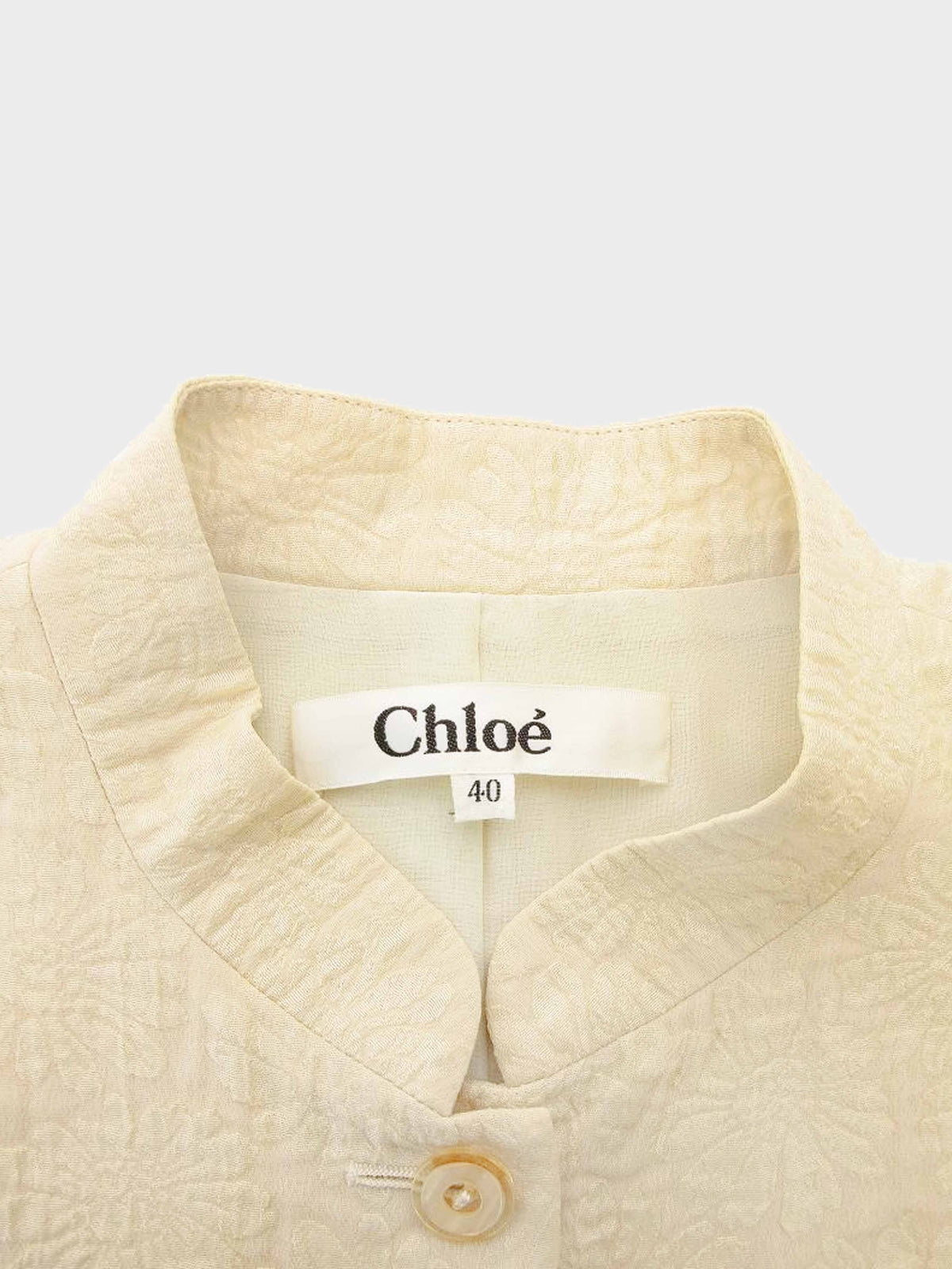 Chloé 2000s Beige Floral Silk Blend Jacquard Jacket