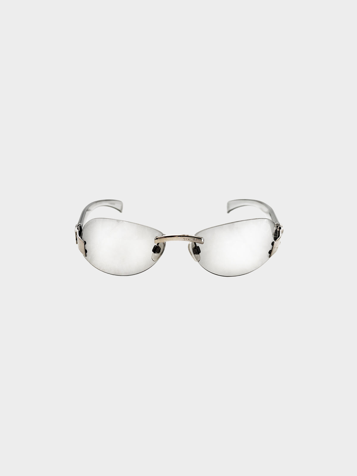 Chanel 2000s Grey Translucent Rimless Sunglasses