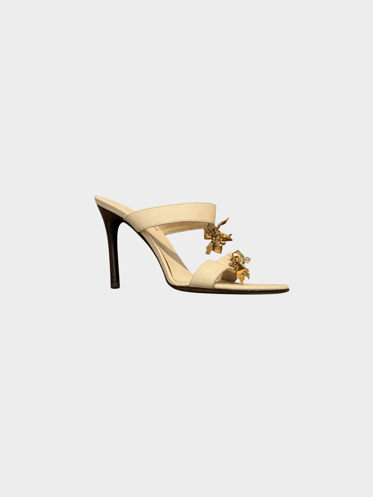 Roberto Cavalli 2000s Beige Leather Charm Heels