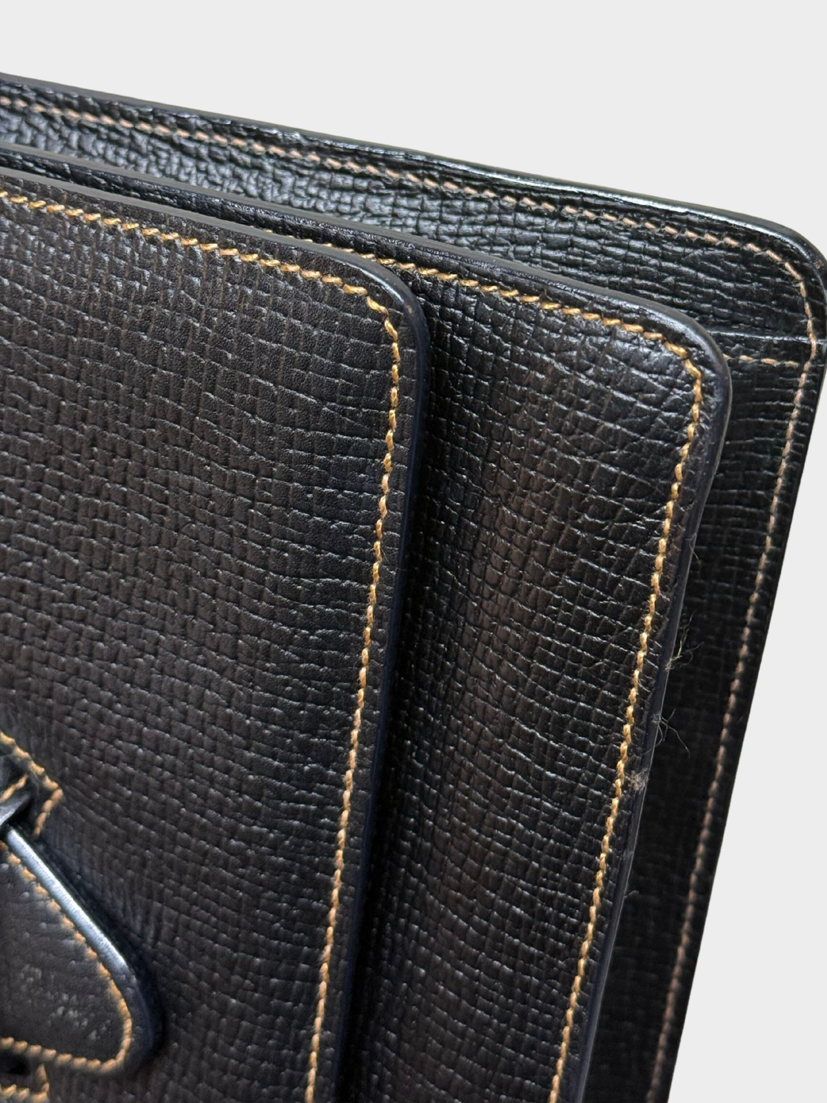 Loewe 1990s Black Grained Leather Barcelona 2-Way Handbag