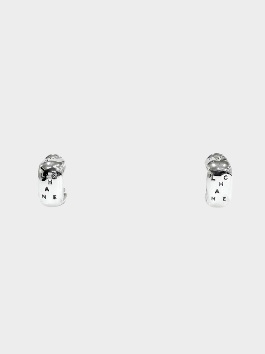Chanel 2000s Silver Spell Out Earrings