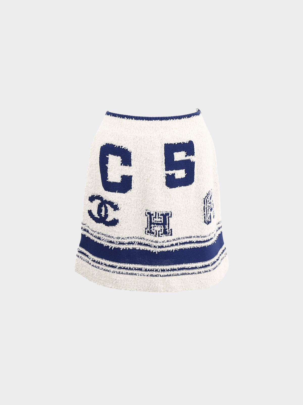 Chanel Pre-Spring 2019 Navy and Cream Shearling Mini Skirt