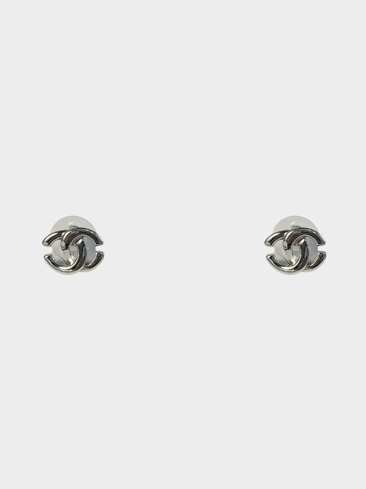 Chanel 2000s Silver Metal CC Earrings