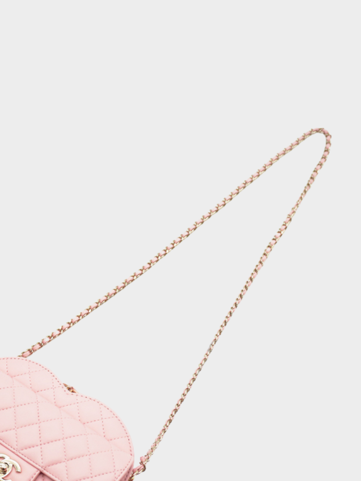 Chanel 2025 Baby Pink Lambskin Quilted CC In Love Mini Heart Bag