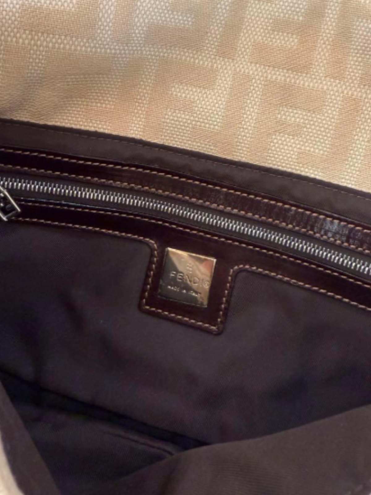 Fendi 2000s Beige Zucca Baguette Bag