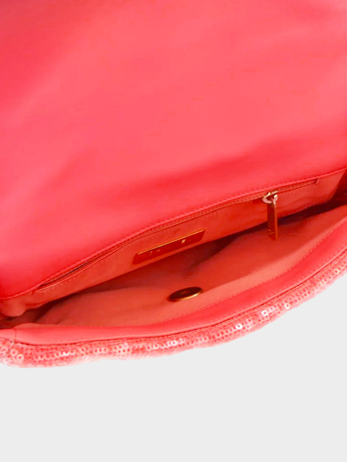 Chanel 2020-2021 19' Coral Pink Sequins Quilted Small Flap Bag