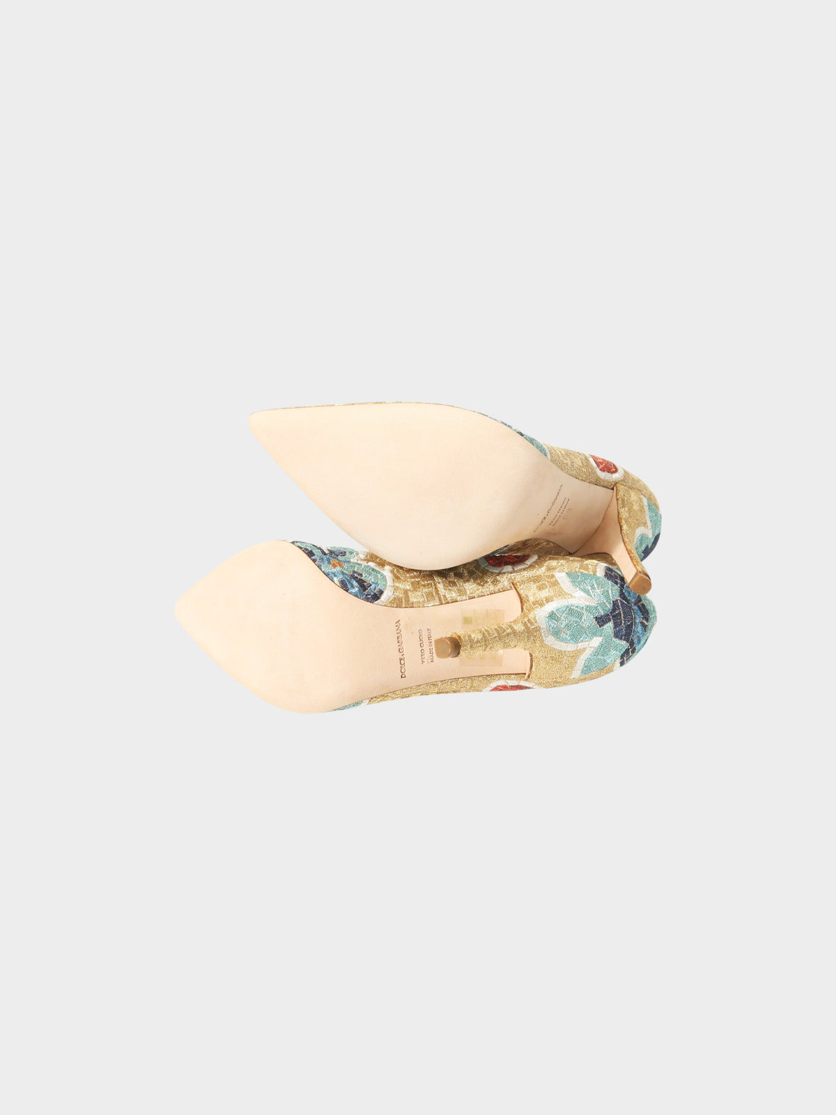 Dolce and Gabbana 2010s Multicolor Floral Embroidered Pumps