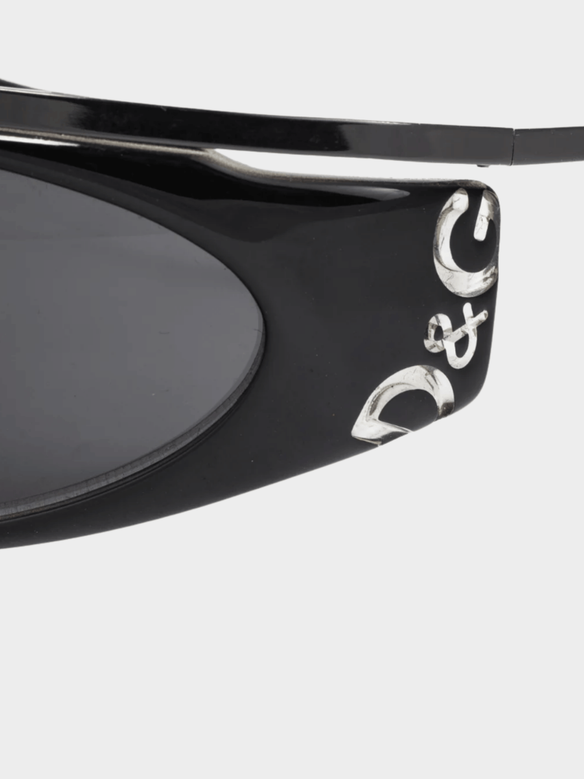 Dolce and Gabbana 2010s Black Acetate Logo-Temple Wrap Sunglasses