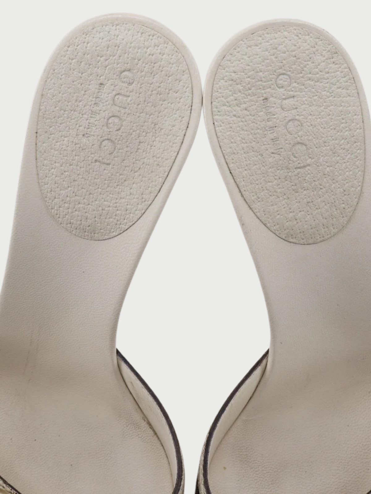 Gucci 2000s White GG Canvas Bamboo Bit Mules