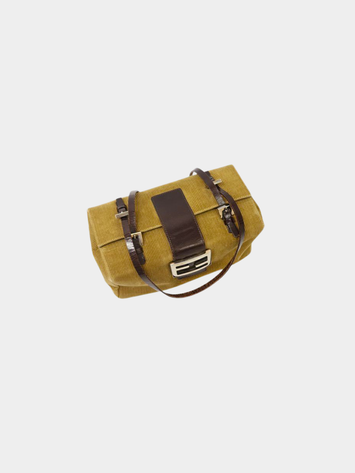 Fendi 1990s Brown Logo Corduroy Handbag