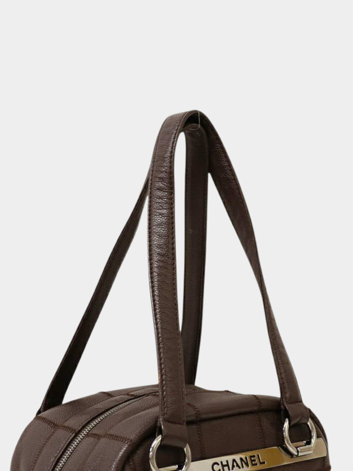 Chanel 2000s Brown Caviar Leather Chocolate Bar Handbag