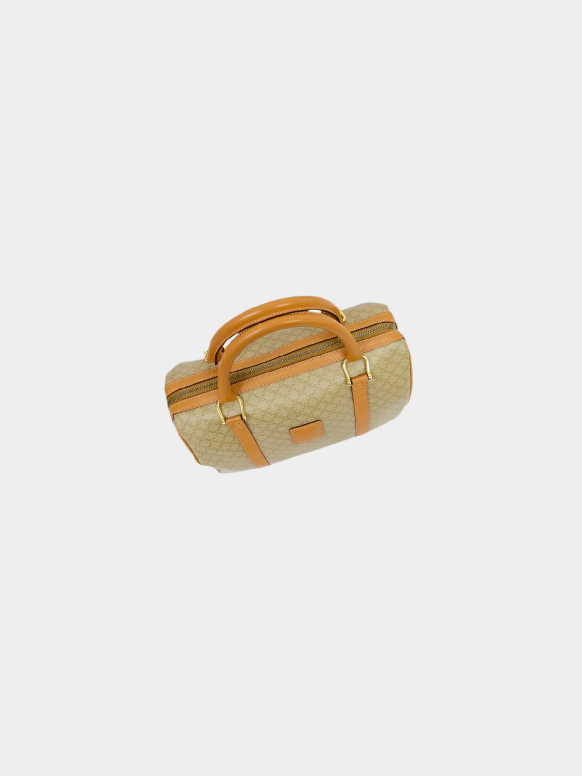 Celine 2000s Beige Macadam Blazon PVC Boston Bag