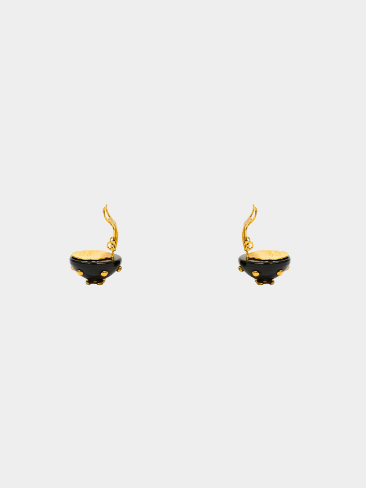 Chanel 2010s Black and Gold CC Round Clip-on Earrings