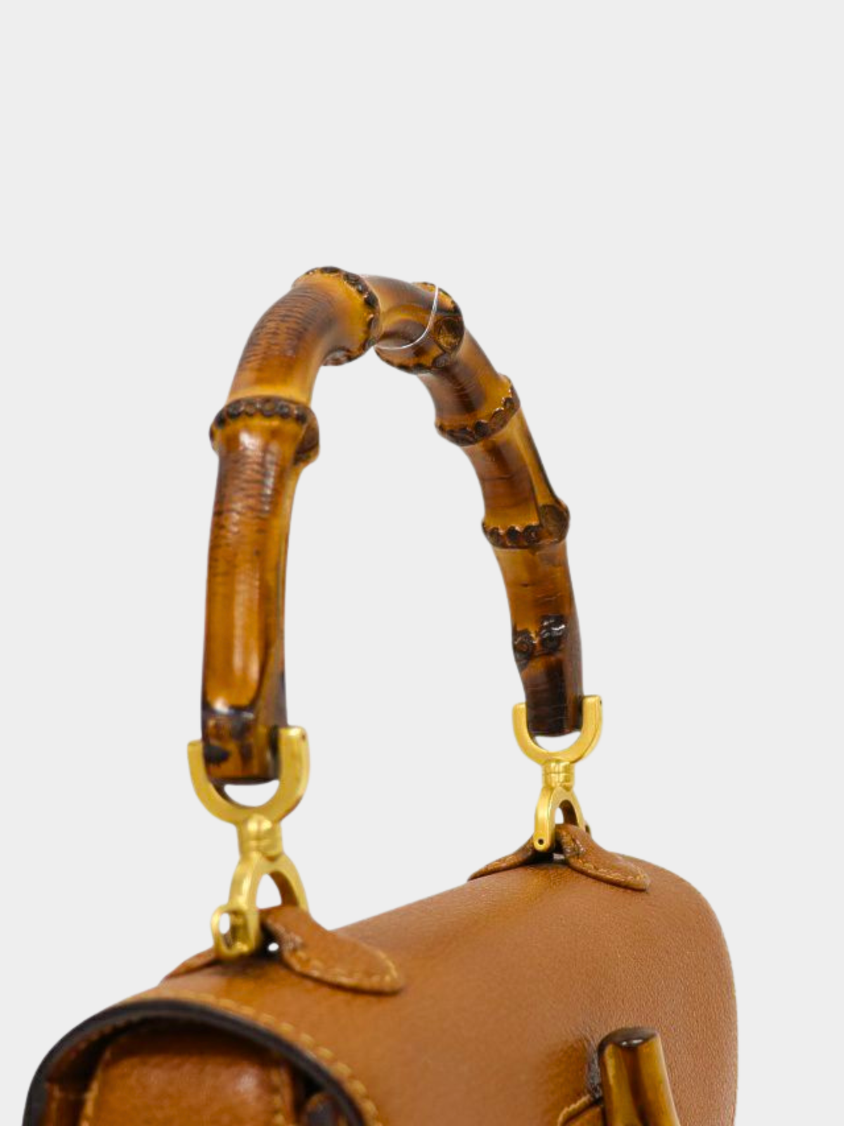 Gucci 2000s Brown Leather Bamboo Turn-Lock 2-Way Bag