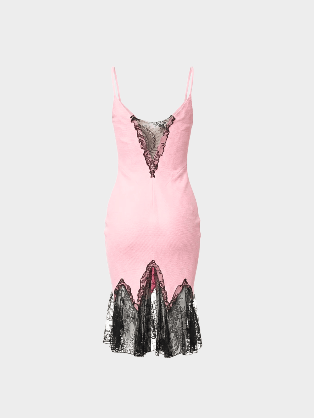 Versace SS 2002 Pink Silk Slip Lace Dress