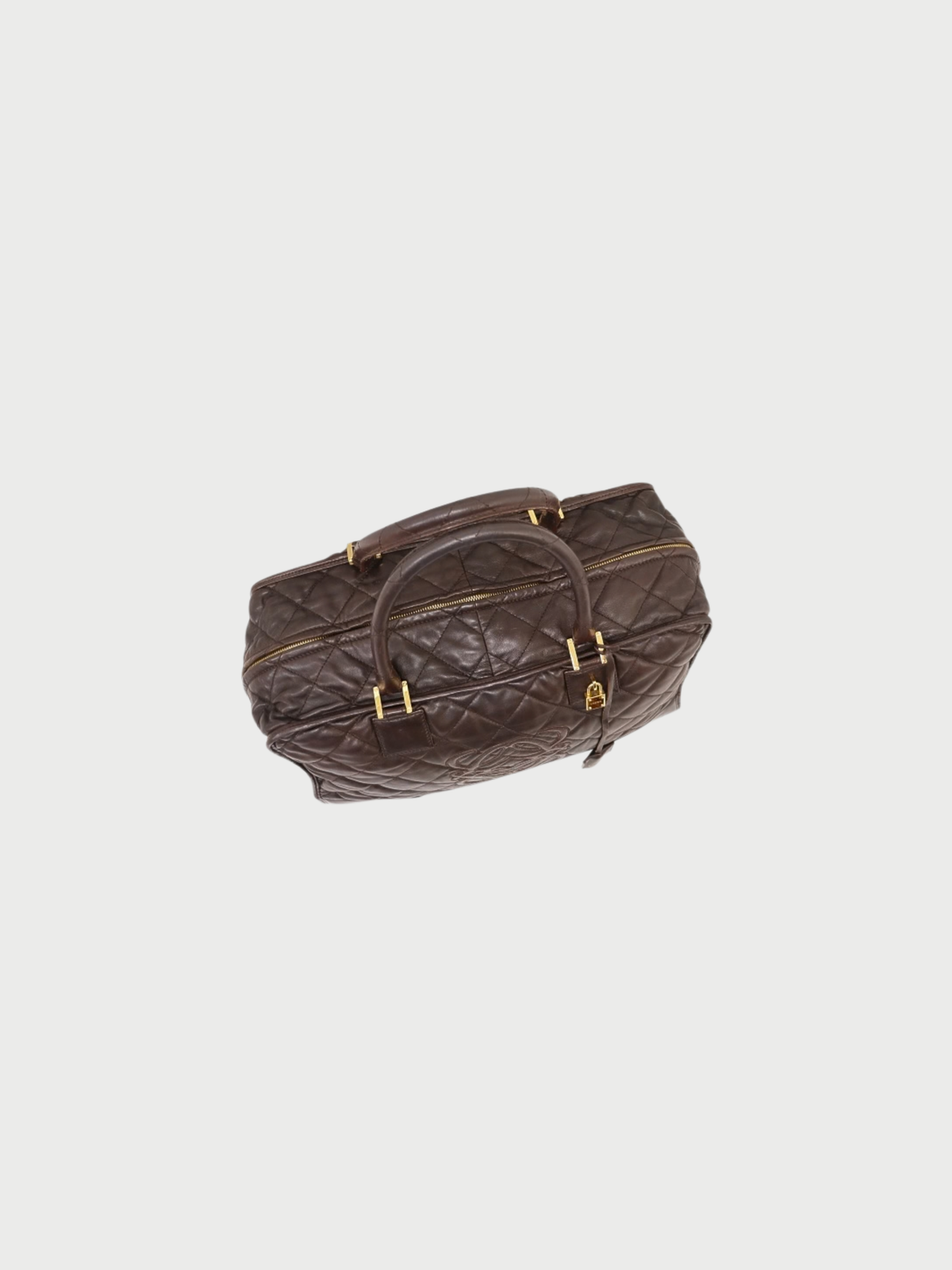 Loewe 1990s Brown Leather Anagram Boston Bag