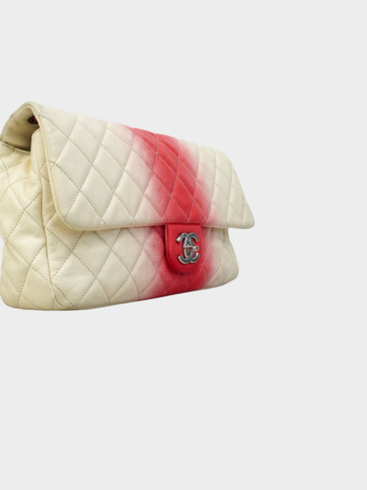 Chanel 2012-2013 Pink and White Jumbo Ombrè Single Flap Bag