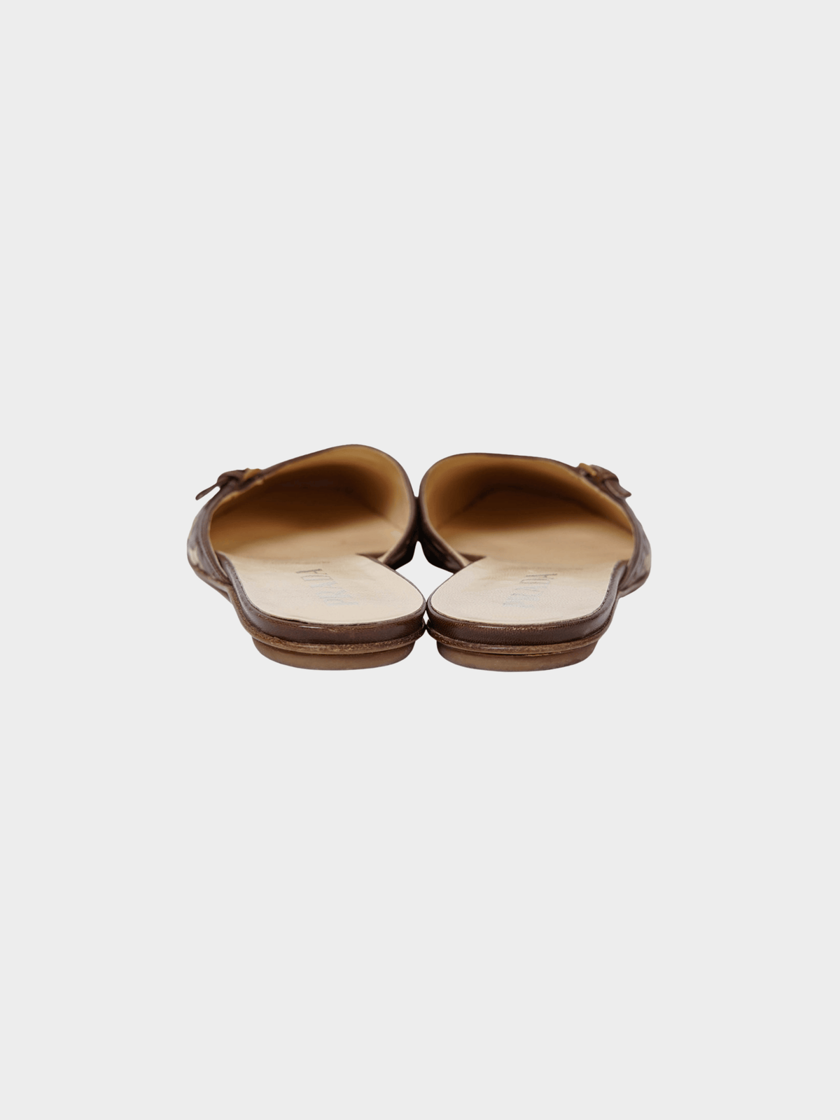 Prada 2000s Brown Woven Leather Flats