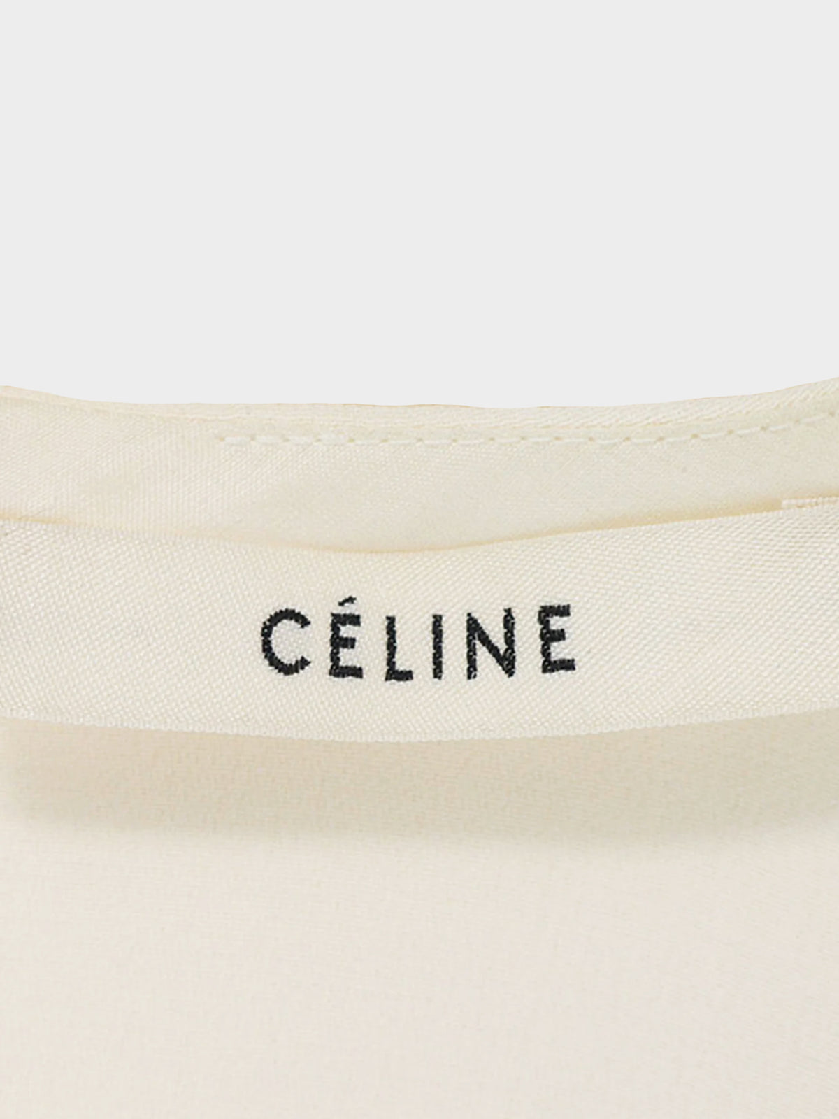 Céline by Phoebe Philo 2010s Off White Silk Tunic Top