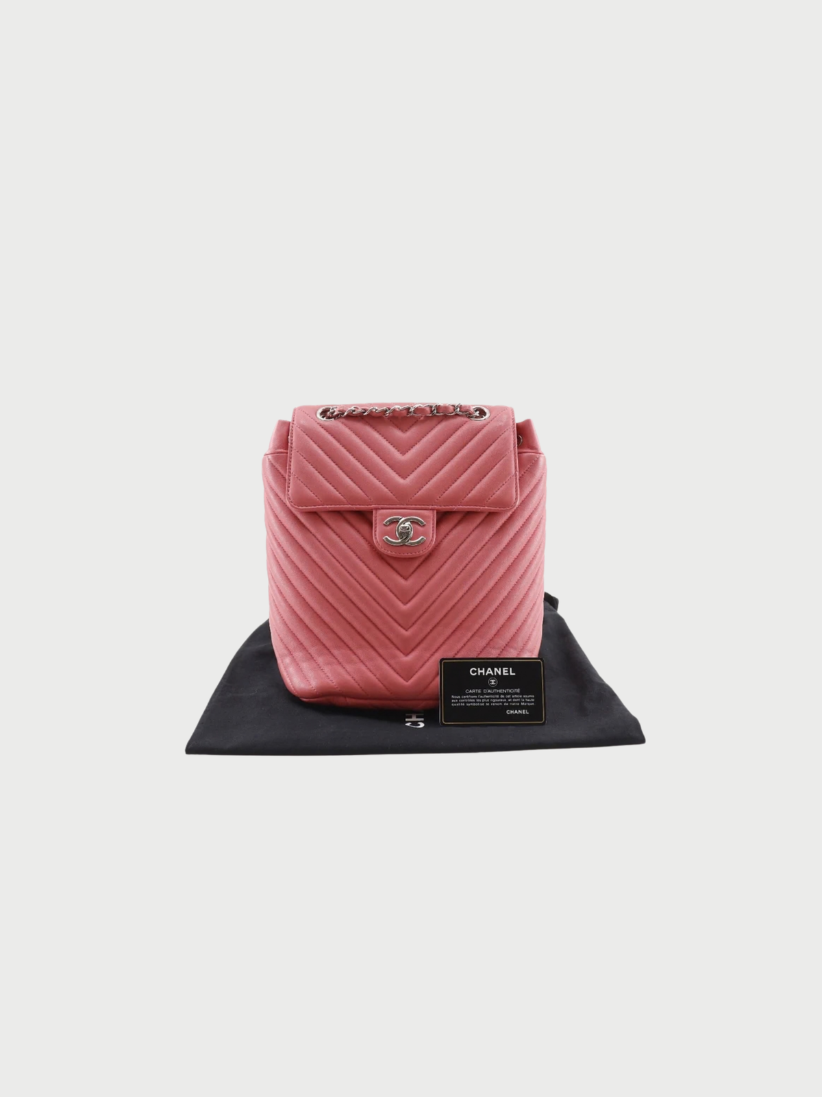 Chanel 2010s Pink Chevron Lambskin Chain Backpack