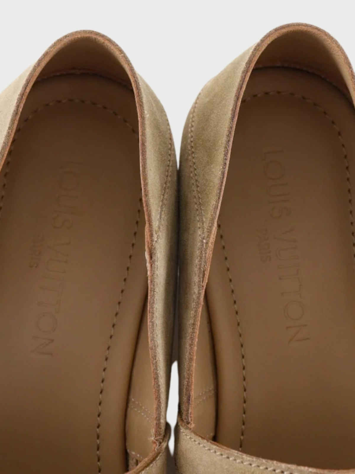 Louis Vuitton 2005 Beige Suede Punching Loafers