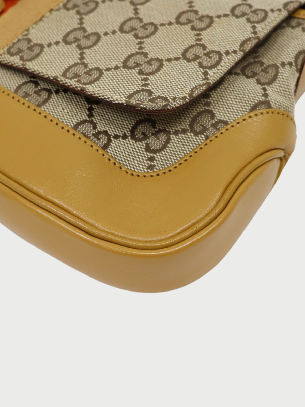 Gucci 2000s Beige Ebony GG Canvas Jackie Web Shoulder Bag