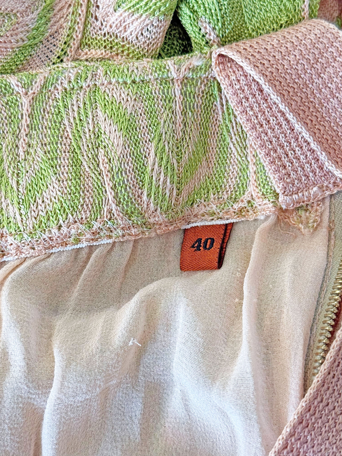 Missoni 2000s Rare Pink and Green Abstract Pattern Knitted Dress