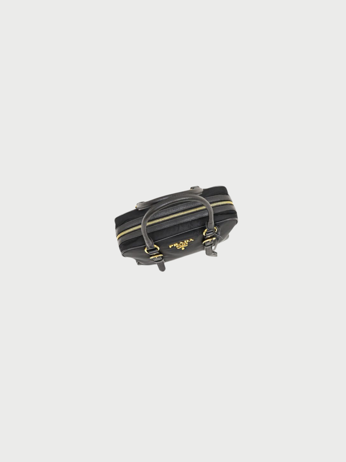 Prada 2000s Black Nylon Leather Logo Hardware Handbag